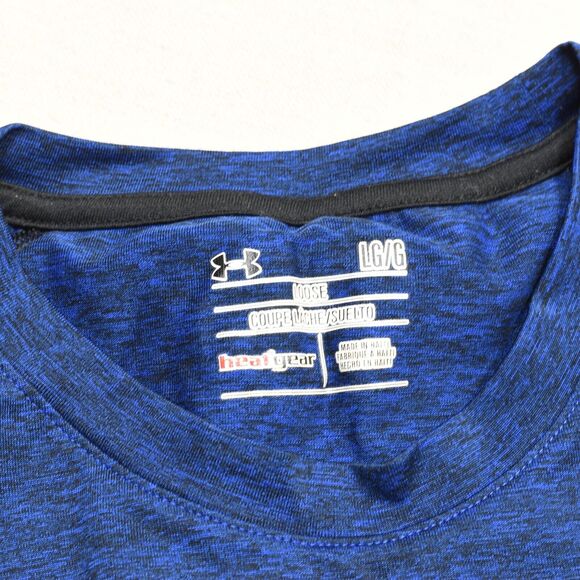 Under Armour Polyester Blue Size L Loose Heatgear Men T Shirt Short Sleeve - Picture 7 of 8
